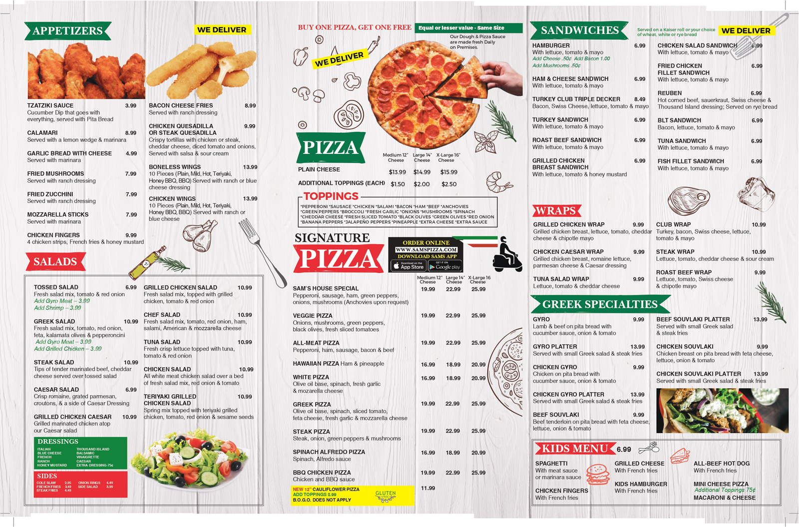 Sam's pizzeria deals